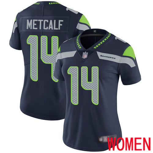 Seattle Seahawks Limited Navy Blue Women D.K. Metcalf Home Jersey NFL Football 14 Vapor Untouchable